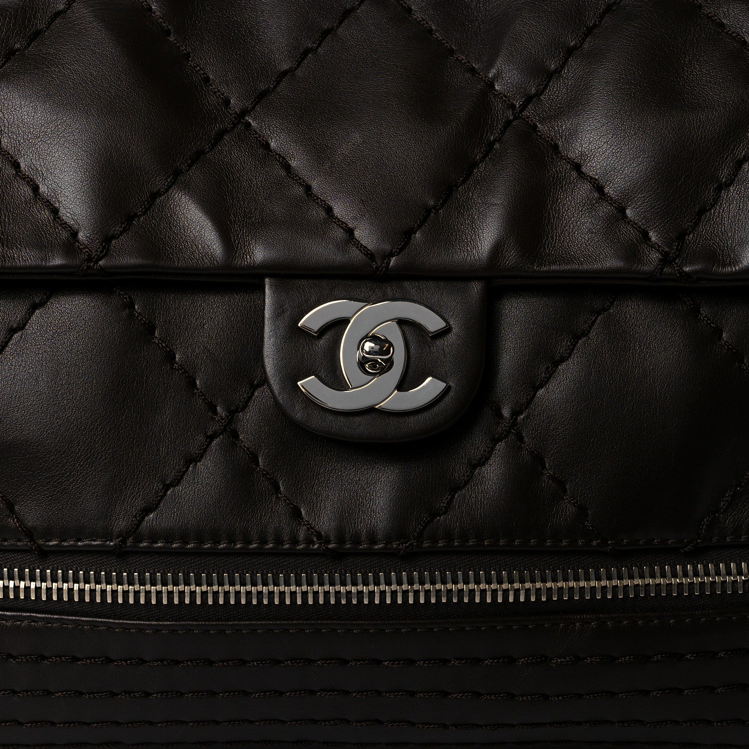Chanel Calfskin Stitched Large Expandable Flap Bag Brown 8 of 10
