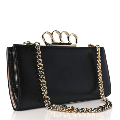 Alexander McQueen Nappa Skull Four Ring Knuckle Wallet On Chain Black 3 of 8