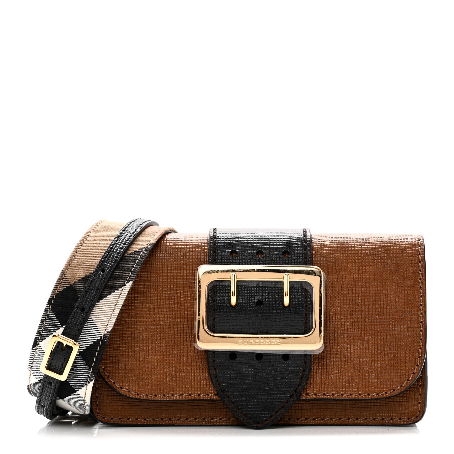 Burberry Grainy Calfskin Bridle Small Madison Buckle Bag Tan Black 1 of 9