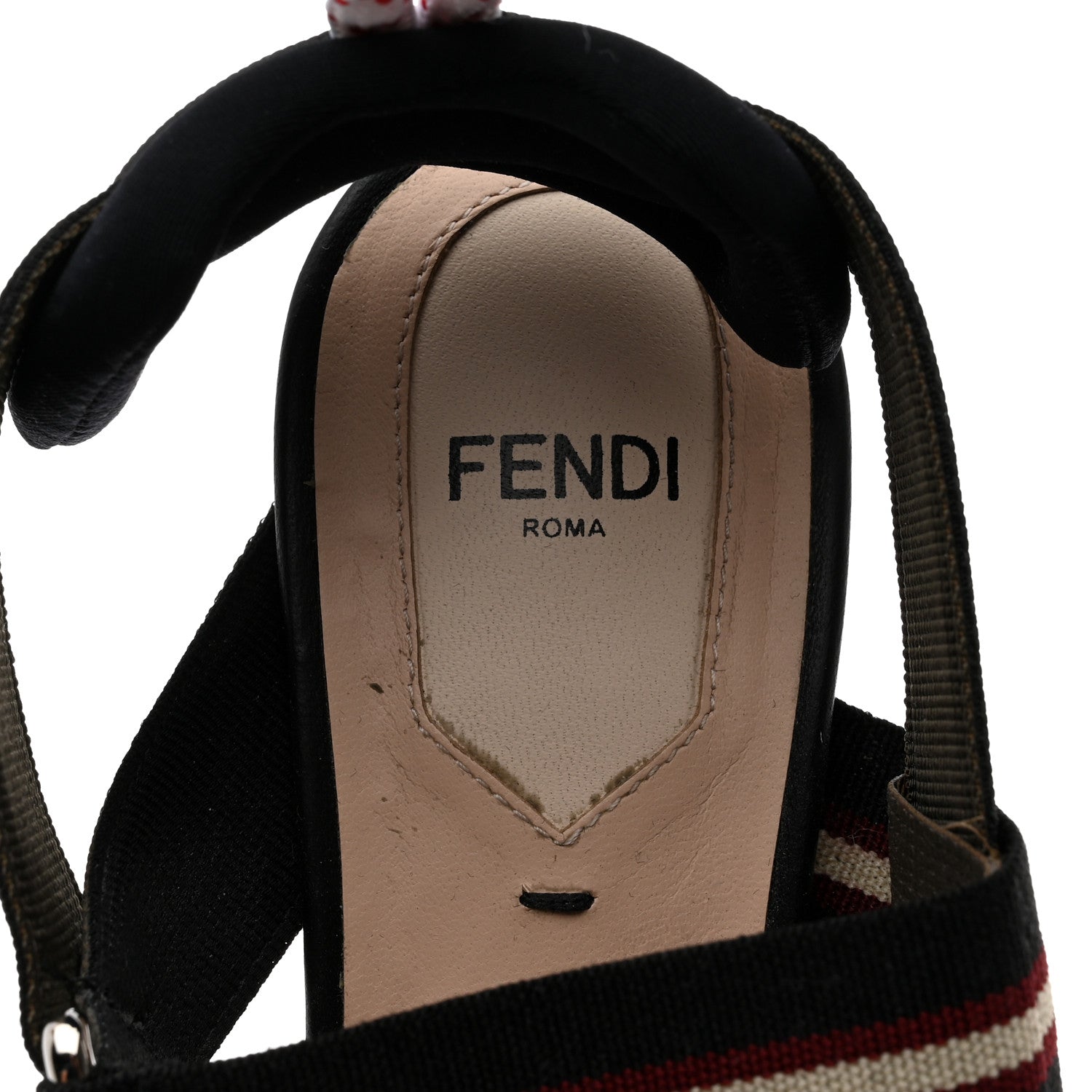 Fendi Technical Mesh FF Colibri 55mm Slingback Pumps 38 Tobacco Moro Black Militare 6 of 9