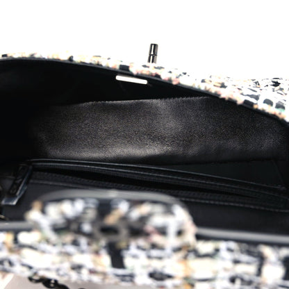 Chanel Tweed Quilted Mini Rectangular Flap White Black Multicolor 7 of 9