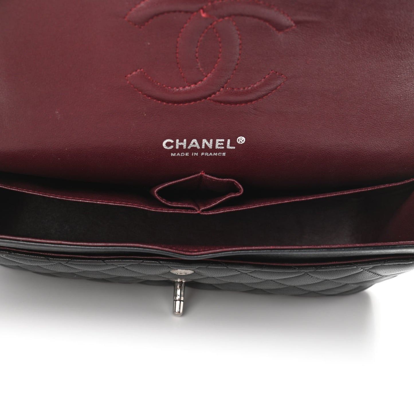 Lambskin Quilted Medium Double Flap Black