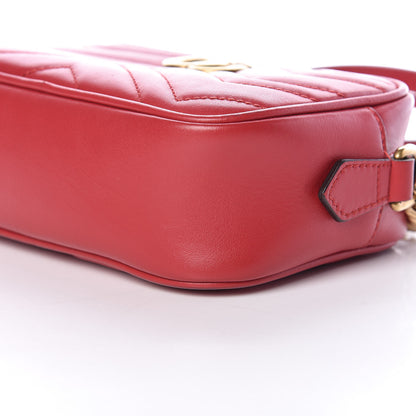 Gucci Calfskin Matelasse Mini GG Marmont Chain Shoulder Bag Hibiscus Red 6 of 15