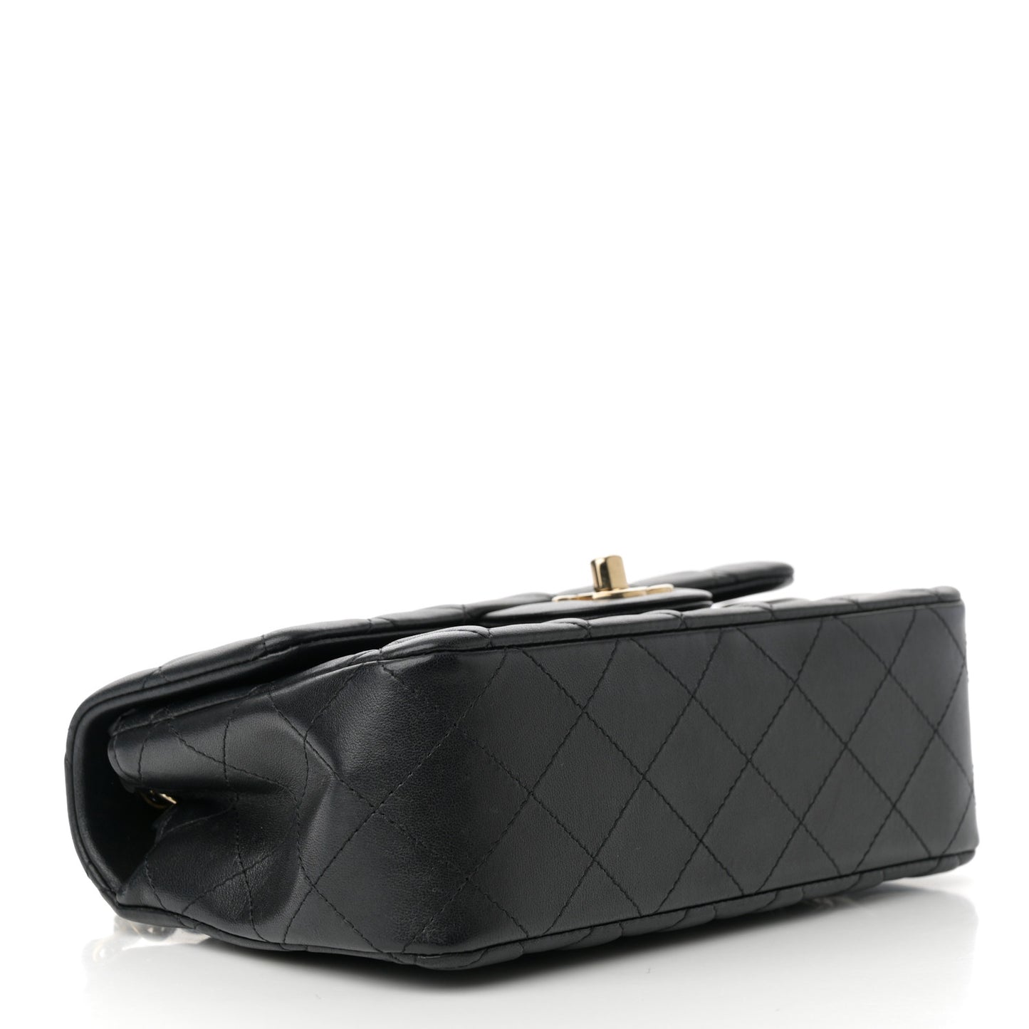 Lambskin Quilted Mini Rectangular Flap Black