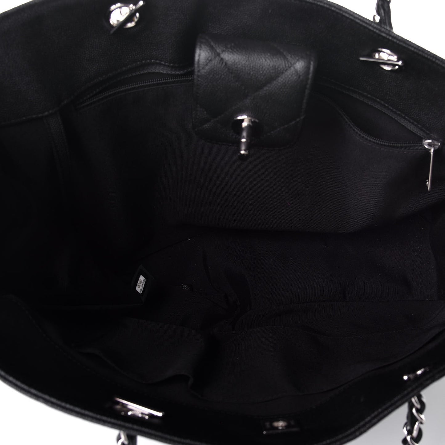 Caviar Quilted Large Shopping Tote Black
