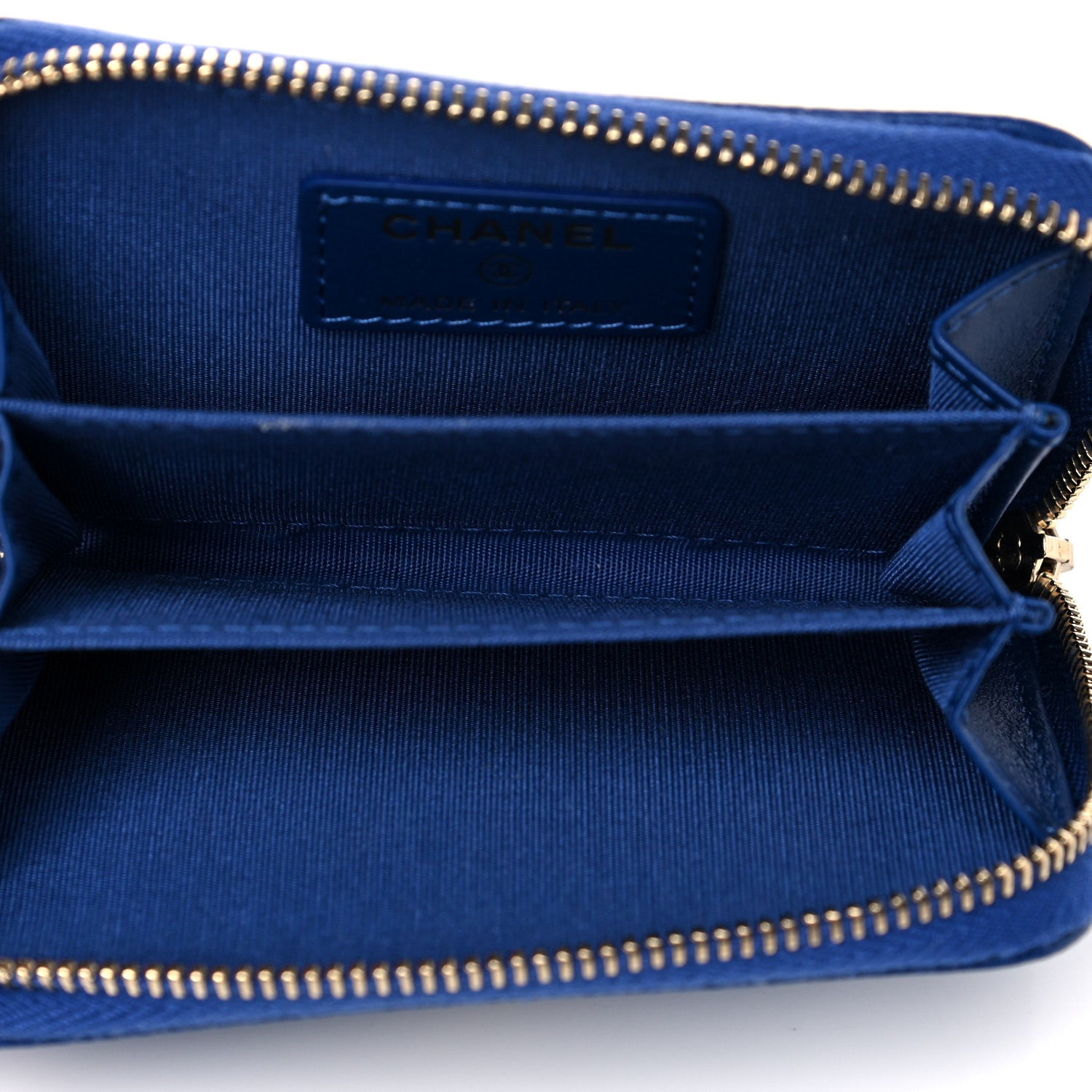 Chanel Caviar Camellia Embossed Zip Coin Purse Dark Blue 5 of 9
