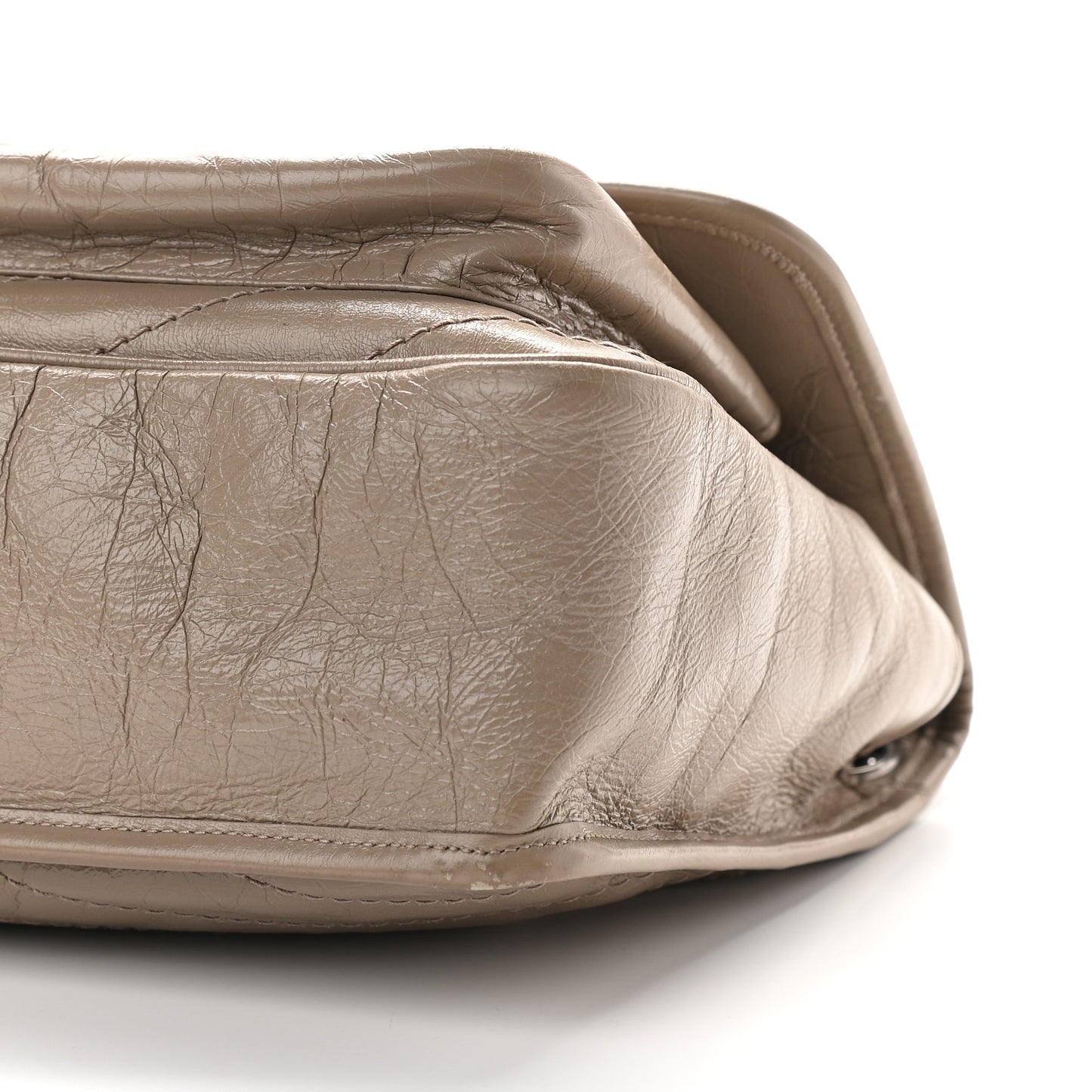 Crinkled Calfskin Matelasse Monogram Medium Niki Chain Satchel Taupe