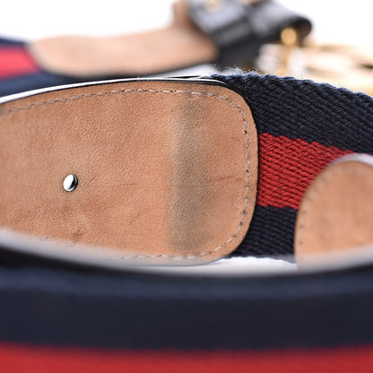 Gucci Nylon Calfskin Double G Web 40mm Belt 80 32 Blue Red Black 7 of 7