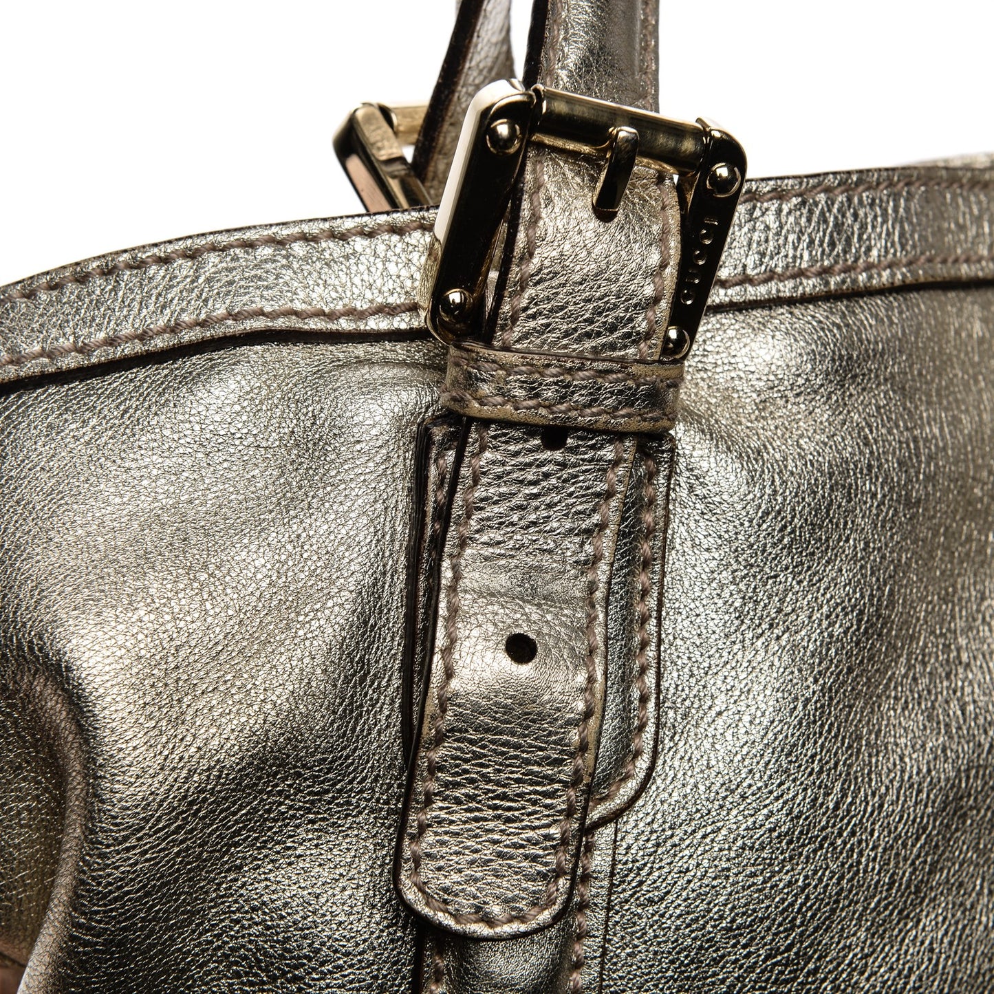 Metallic Calfskin Medium Britt Tote Gold