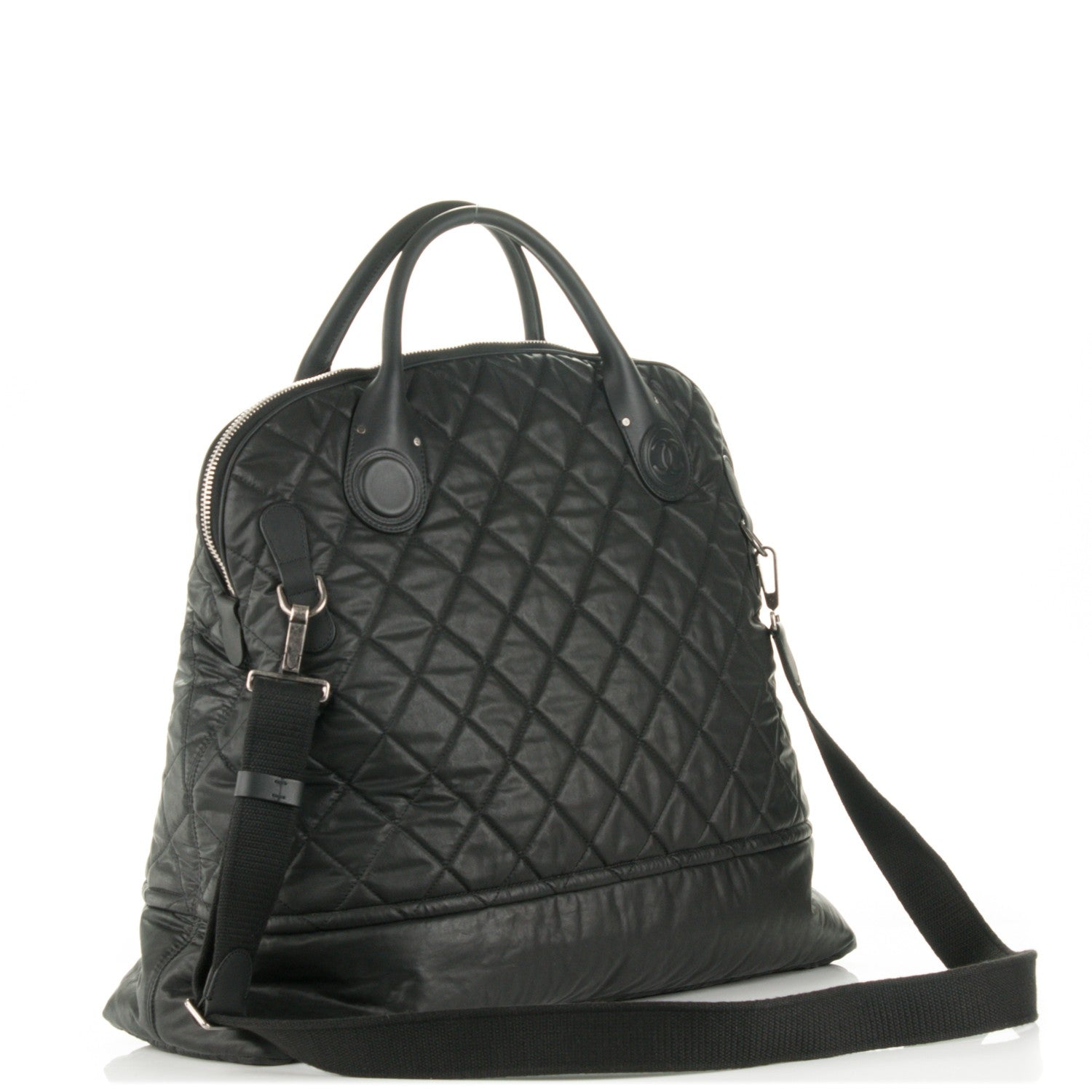 Chanel Coated Canvas Quilted Large Garment Travel Bag Black 4 of 8