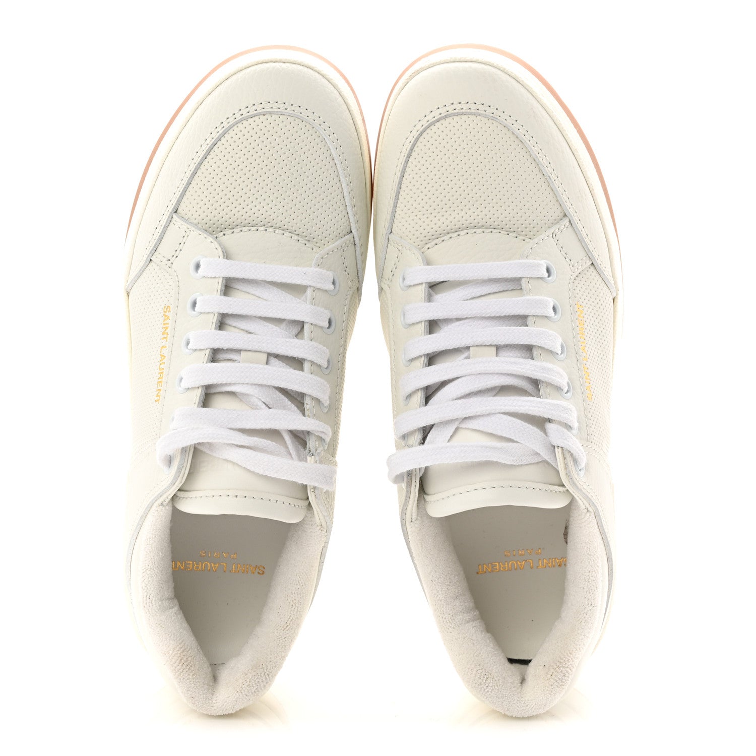 Saint Laurent Calfskin Perforated Womens Sneakers 38.5 White 5 of 9