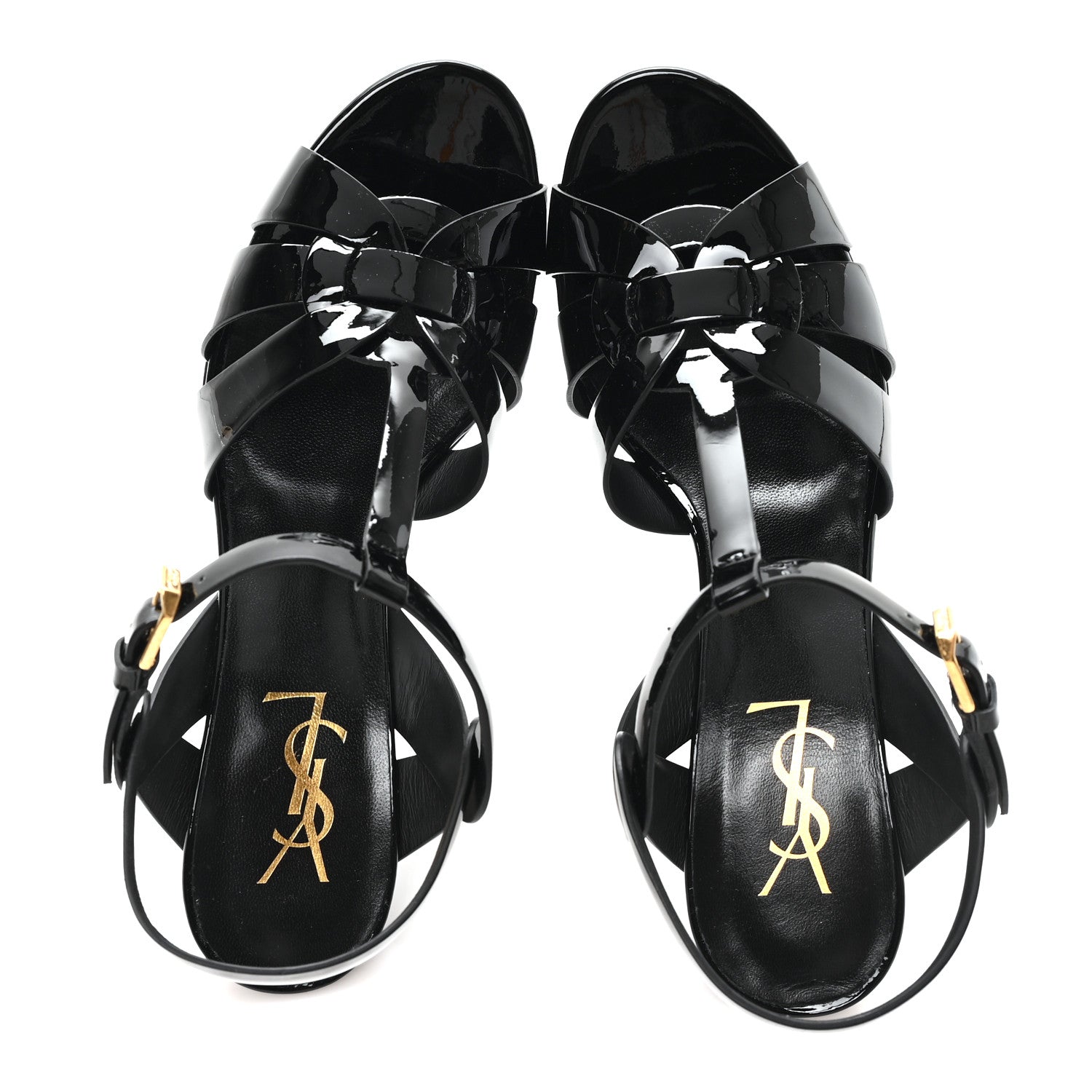 Saint Laurent Patent Tribute 75 Platform Sandals 37.5 Black 2 of 10