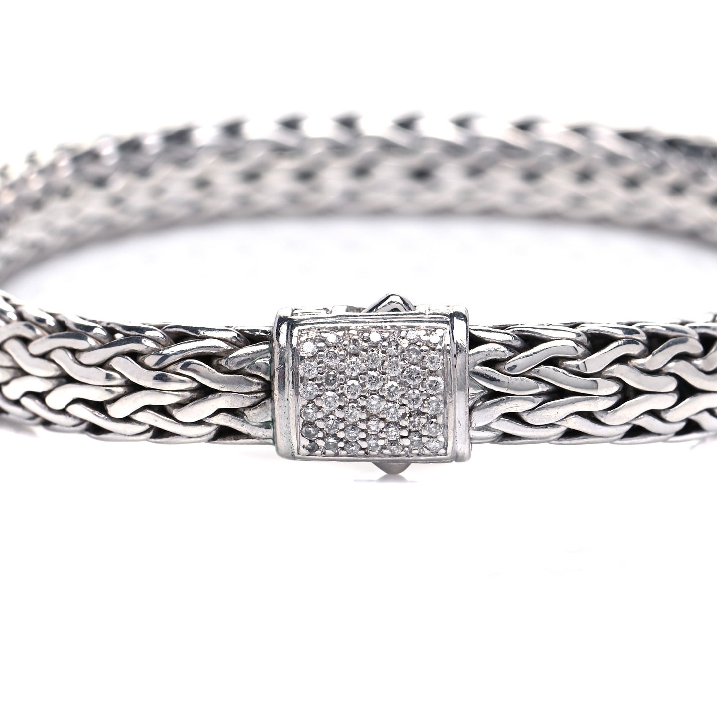 Sterling Silver Diamond 7mm Classic Chain Bracelet