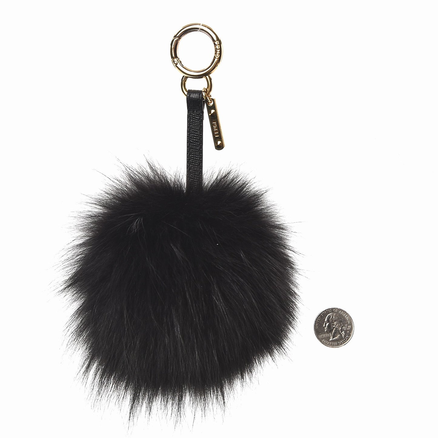 Fox Fur Pom Pom Bag Charm Black