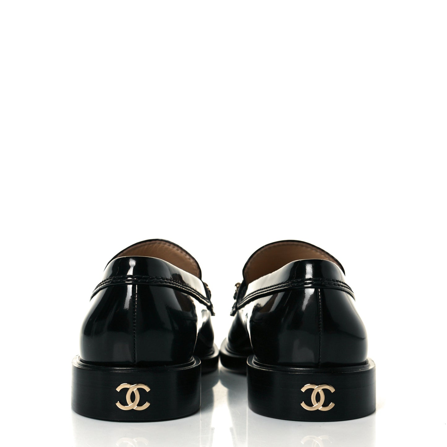 Shiny Calfskin Logo Loafers 39 Black