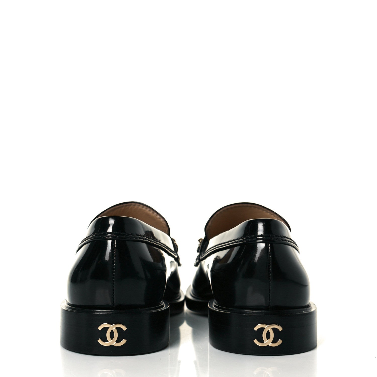 Chanel Shiny Calfskin Logo Loafers 39 Black 5 of 10