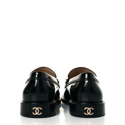 Chanel Shiny Calfskin Logo Loafers 39 Black 5 of 10