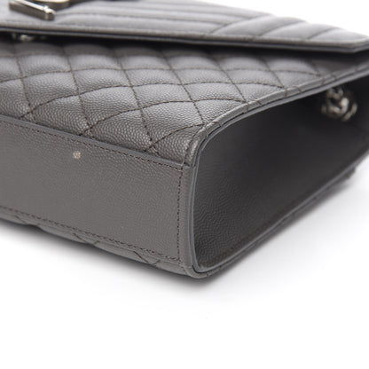 Saint Laurent Grain De Poudre Textured Mixed Matelasse Medium Triquilt Monogram Satchel Earth 7 of 8