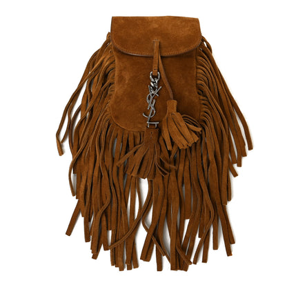 Saint Laurent Suede Fringe Toy Monogram Anita Crossbody Bag Light Ocre 1 of 6