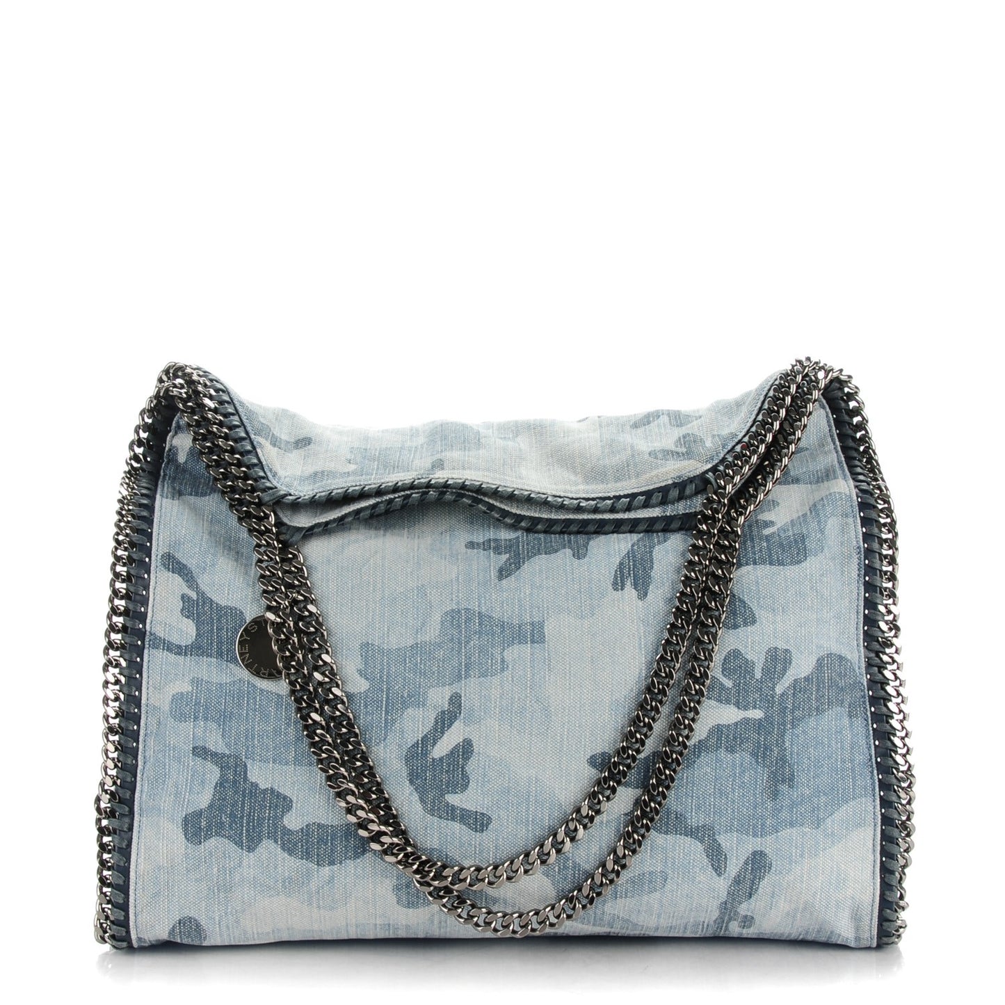 Denim Camo Print Big Falabella Tote Pale Blue