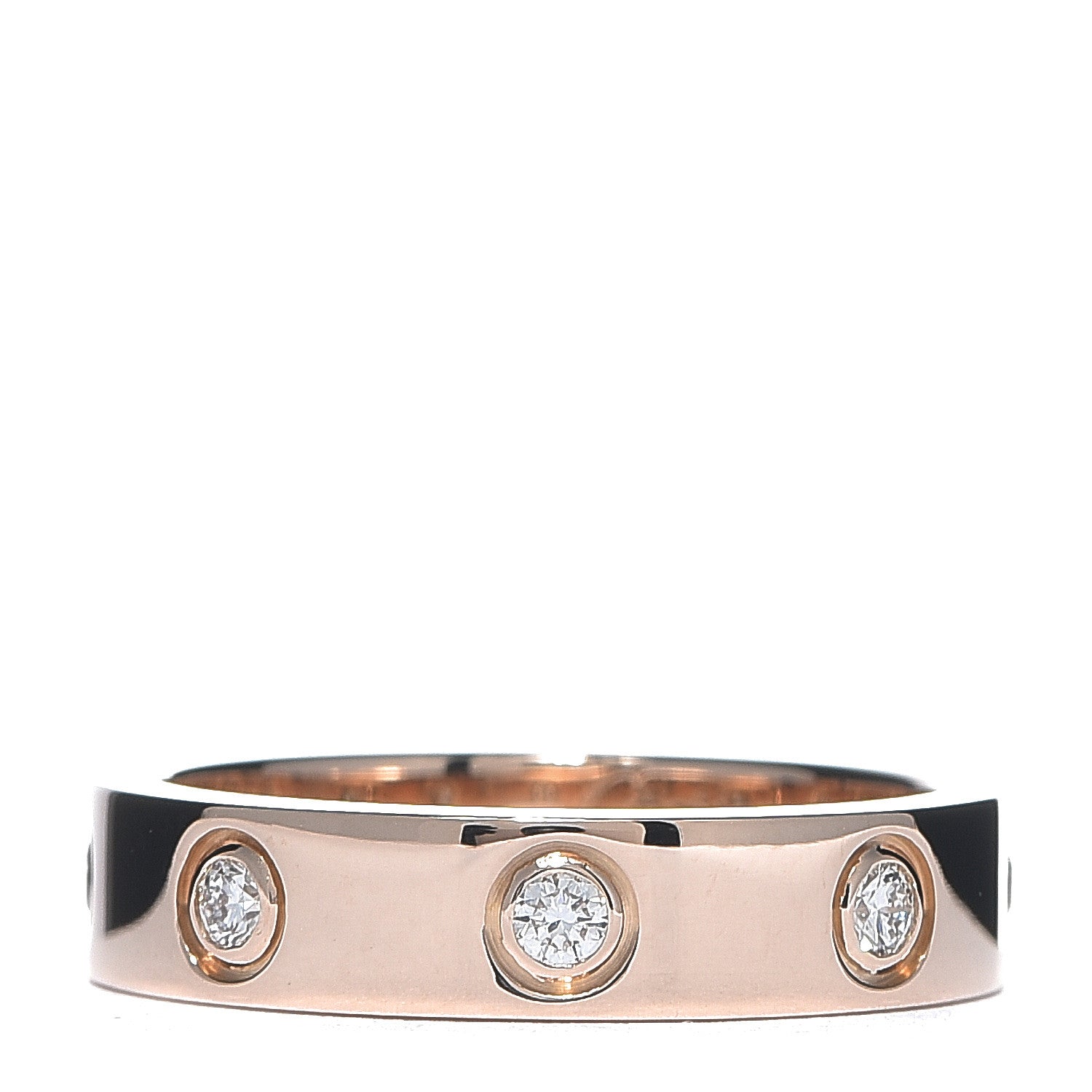 Cartier 18K Pink Gold 8 Diamond 4mm LOVE Wedding Band Ring 47 4 1 of 4