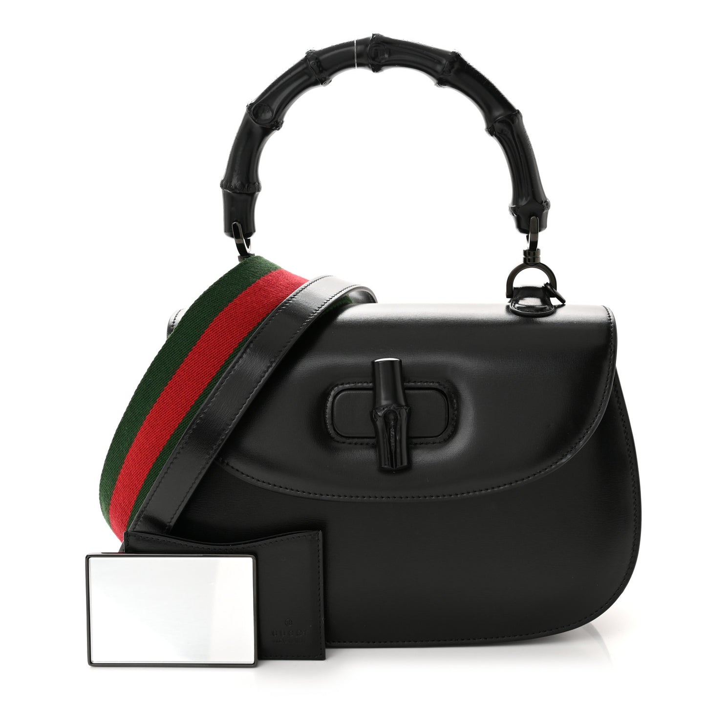 Boarded Dyana Lux Calfskin Web Monochrome Medium Bamboo 1947 Top Handle Bag Black