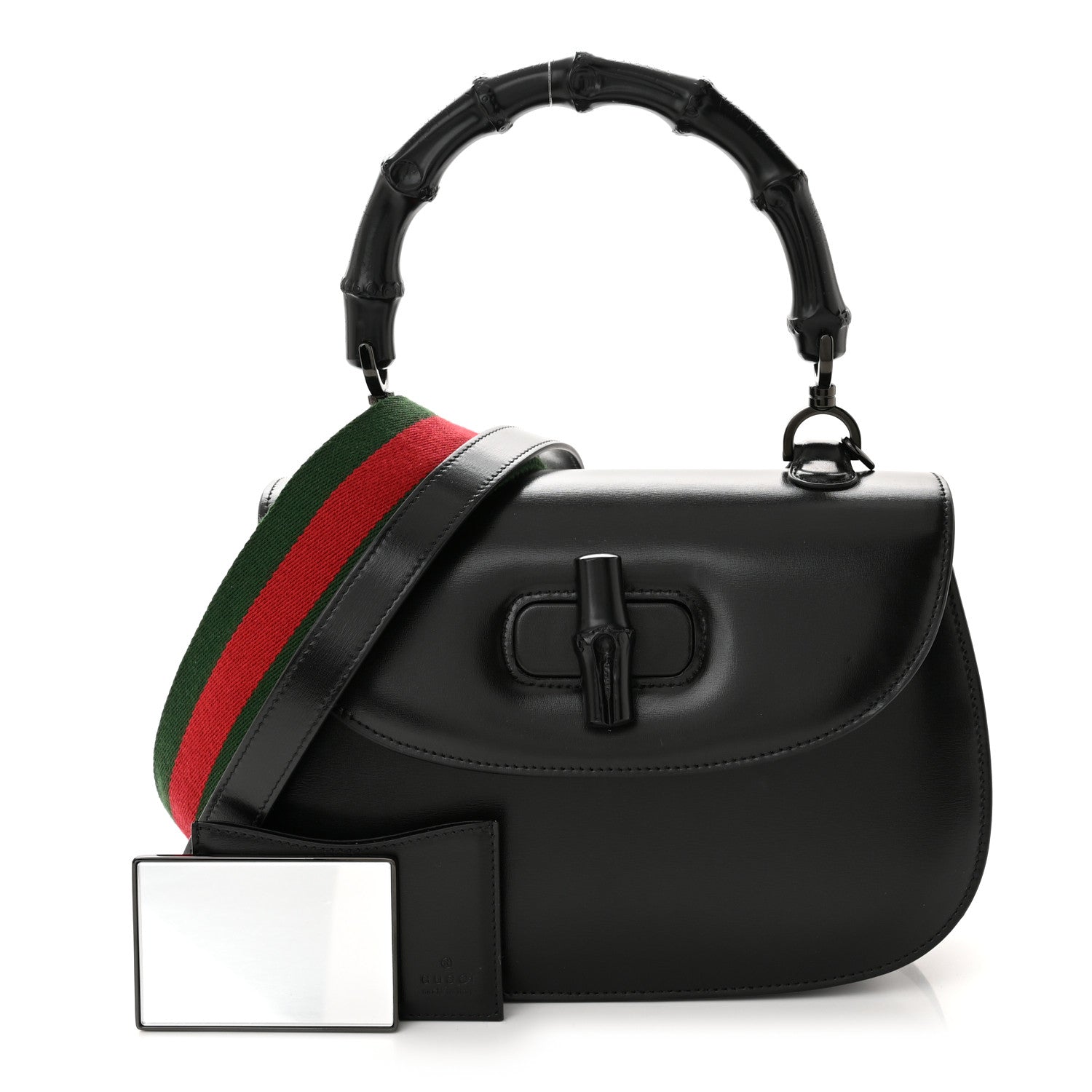Gucci Boarded Dyana Lux Calfskin Web Monochrome Medium Bamboo 1947 Top Handle Bag Black 1 of 12
