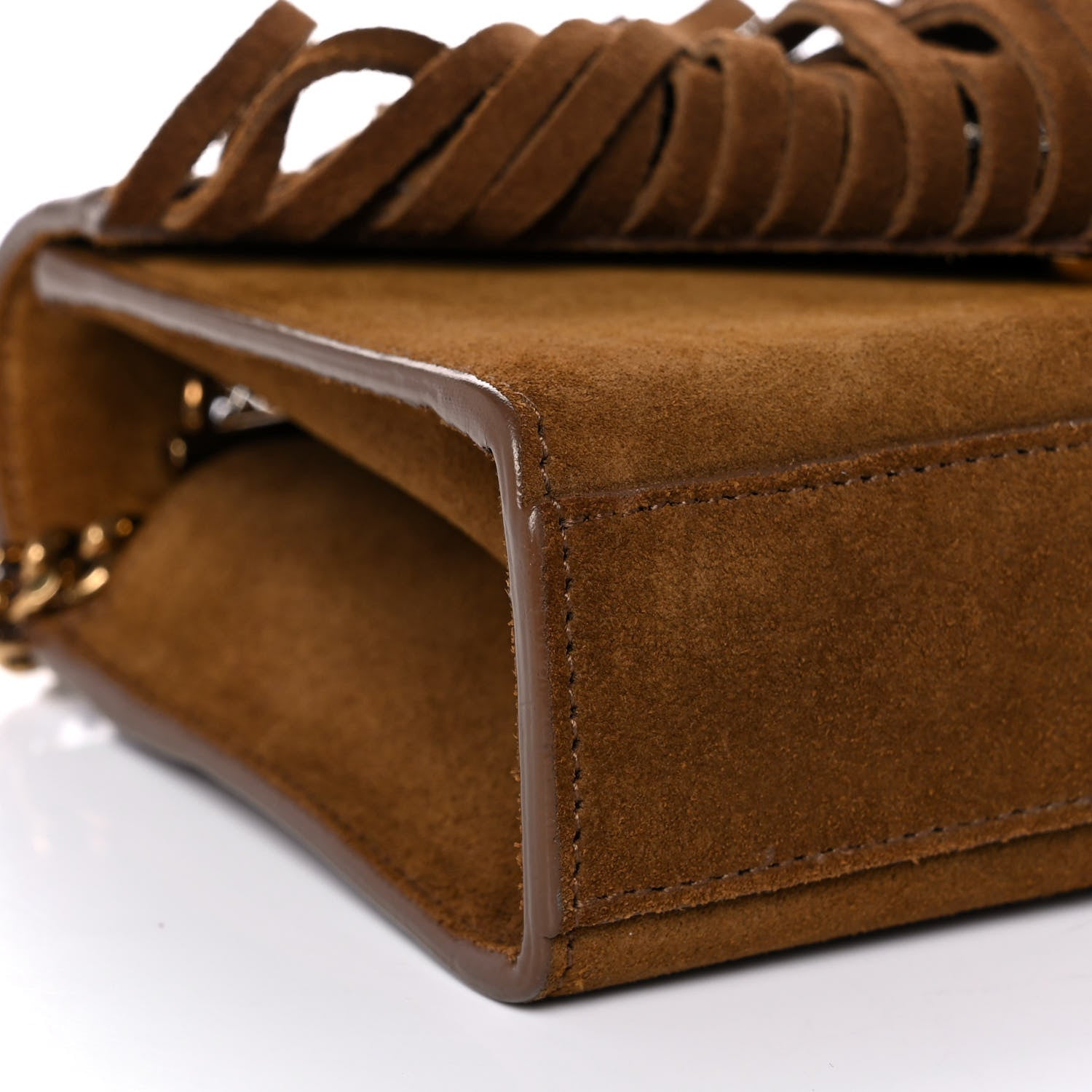 Saint Laurent Suede Fringe Baby Monogram Satchel Light Ocre 19 of 21