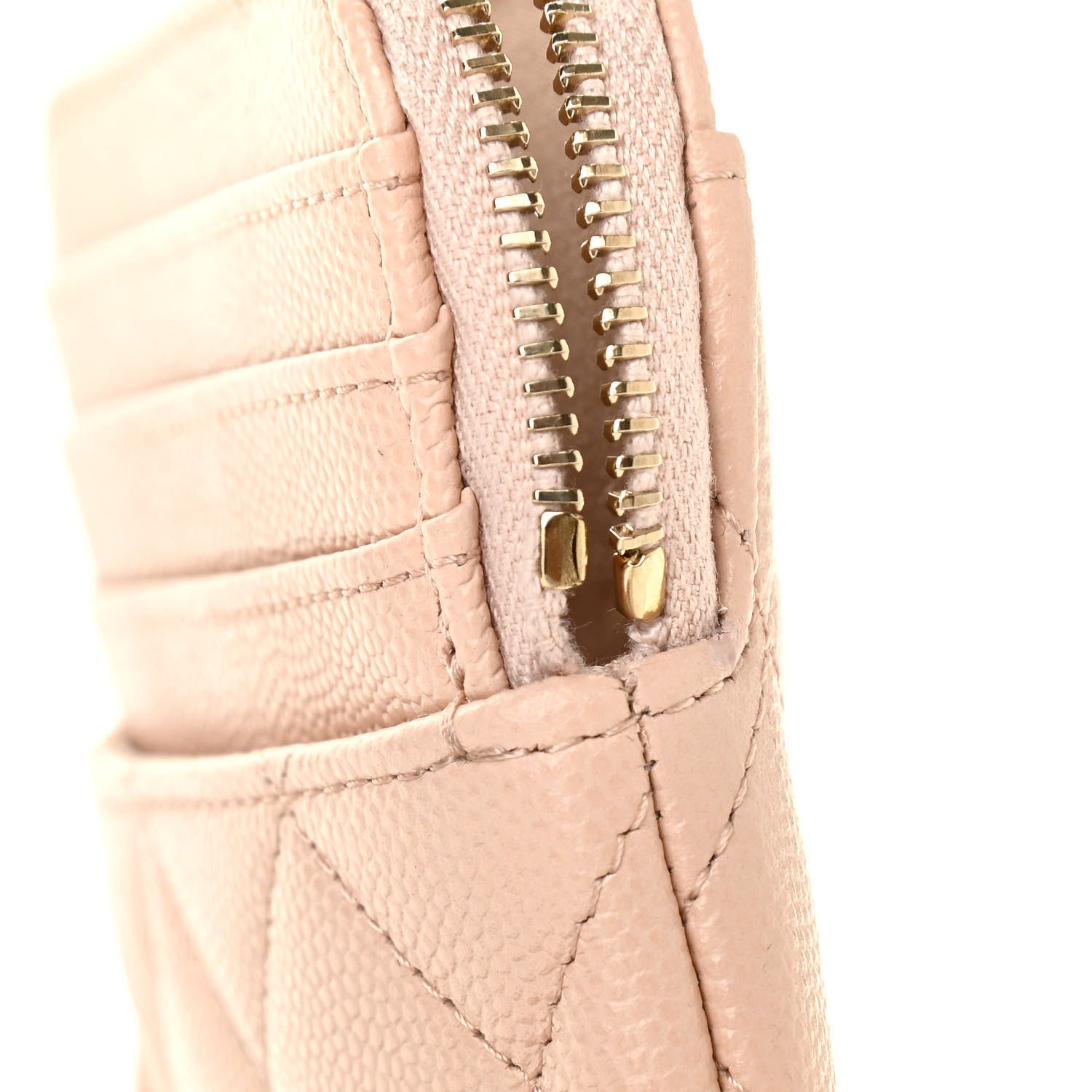 Chanel Caviar Quilted Zip Card Holder Wallet Light Beige 7 of 8