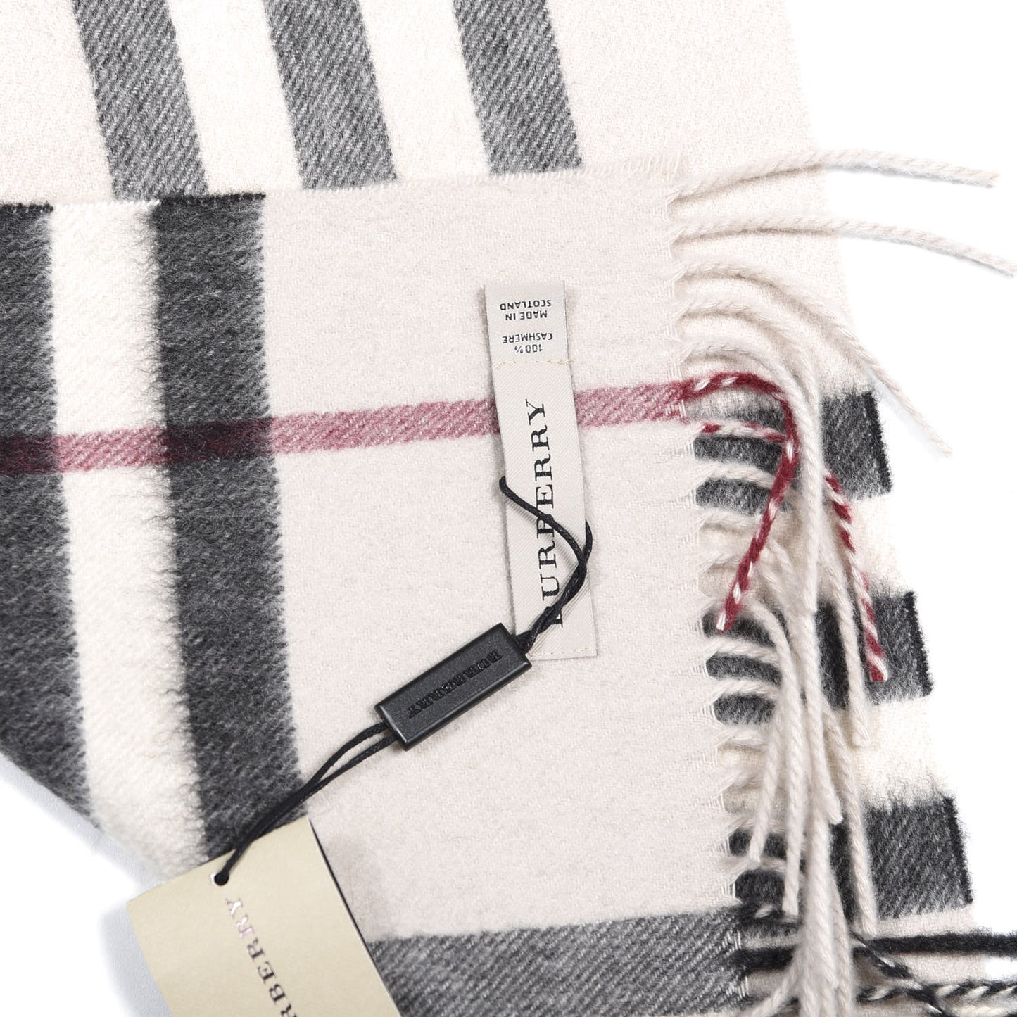 Cashmere Giant Check Fringe Scarf Trench