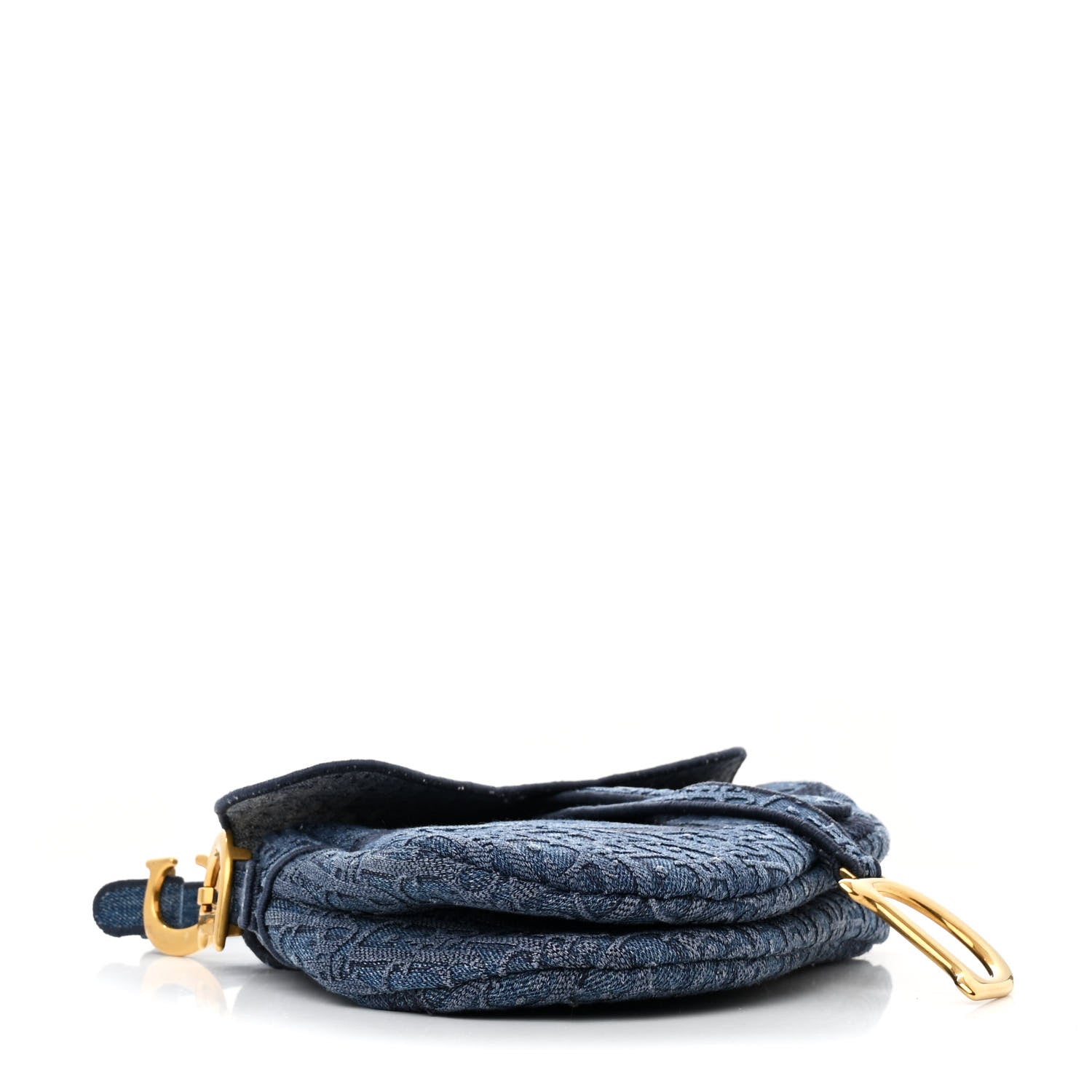 Christian Dior Oblique Embroidered Saddle Bag Denim Blue 4 of 11