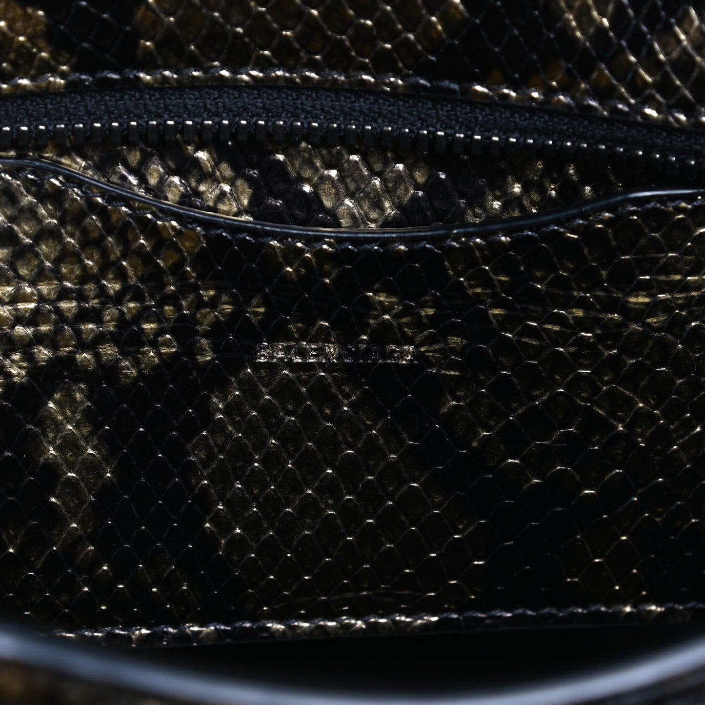 Grained Calfskin Snake Effect Neo Classic Silver Hardware Mini City Gold Black