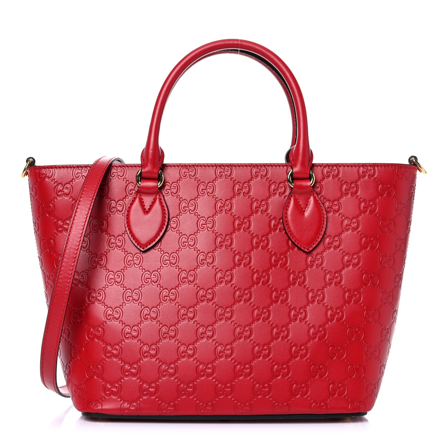 Gucci Guccissima Small Zippered Bucket Tote Hibiscus Red 1 of 20
