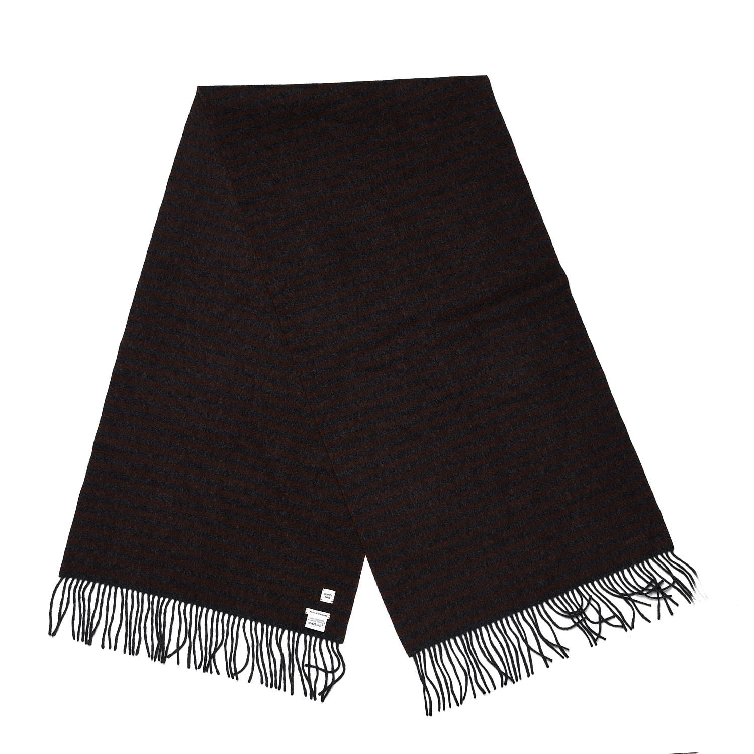 Hermes Cashmere Striped Fringe Scarf 3 of 4