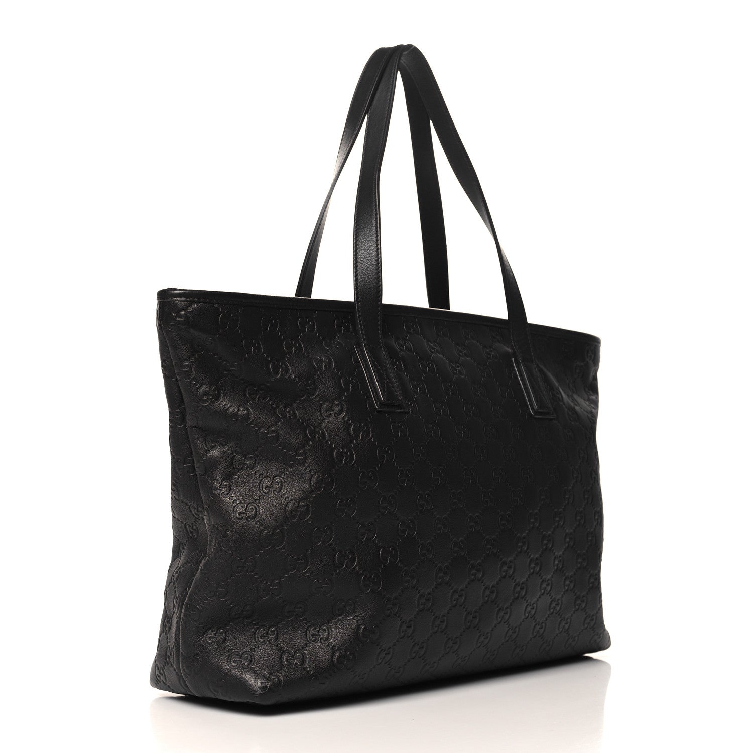 Gucci Guccissima Medium Zippered Shopping Tote Black 3 of 10