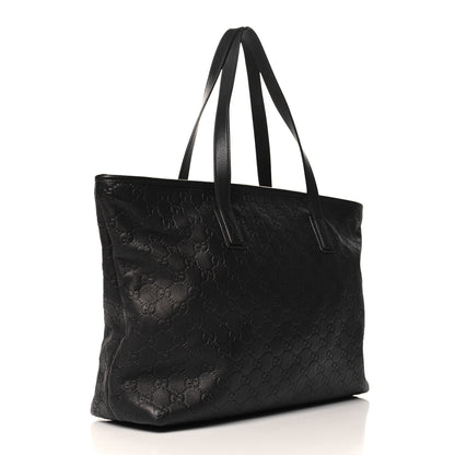 Gucci Guccissima Medium Zippered Shopping Tote Black 3 of 10