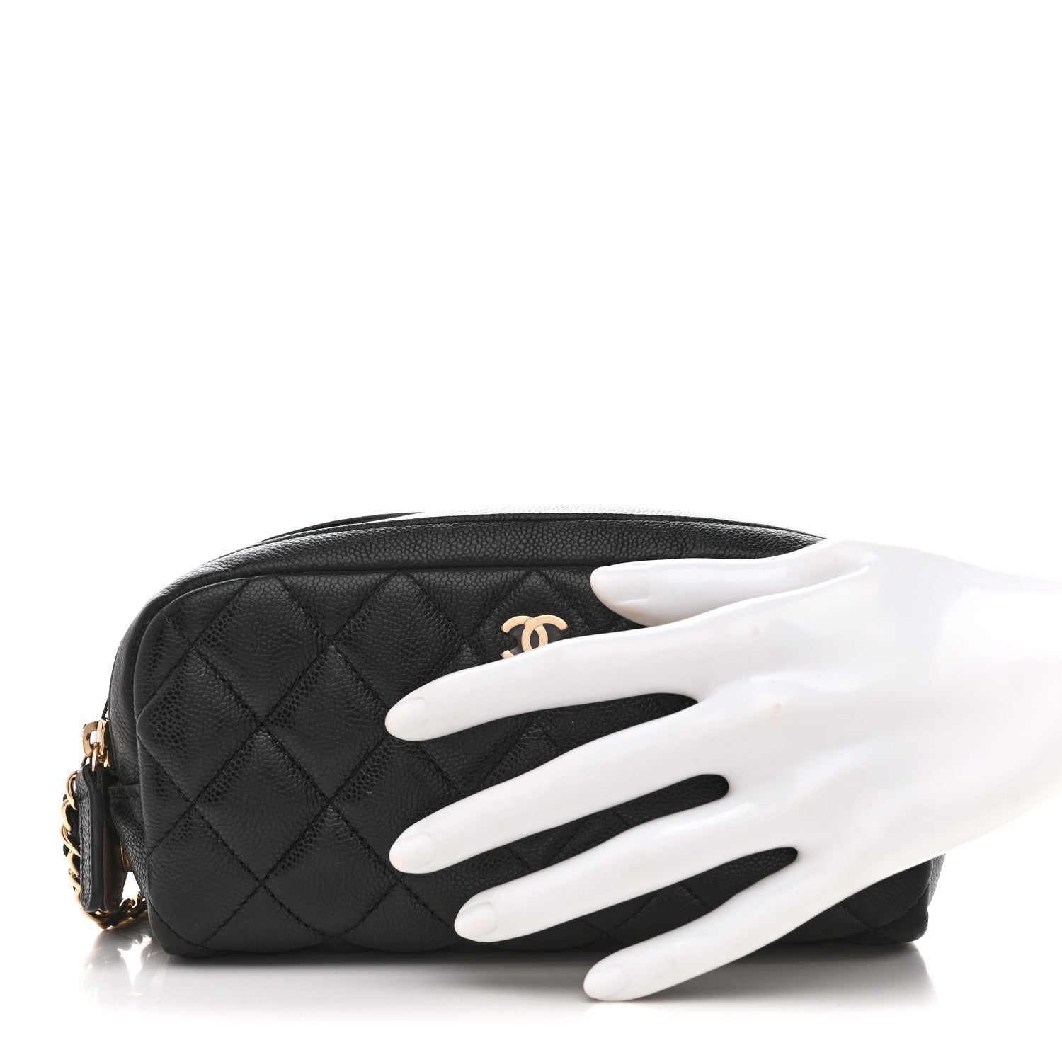 Chanel Caviar Quilted Toiletry Case With Chain Black 2 of 9