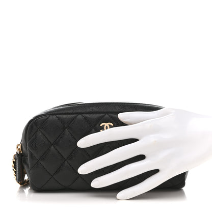 Chanel Caviar Quilted Toiletry Case With Chain Black 2 of 9