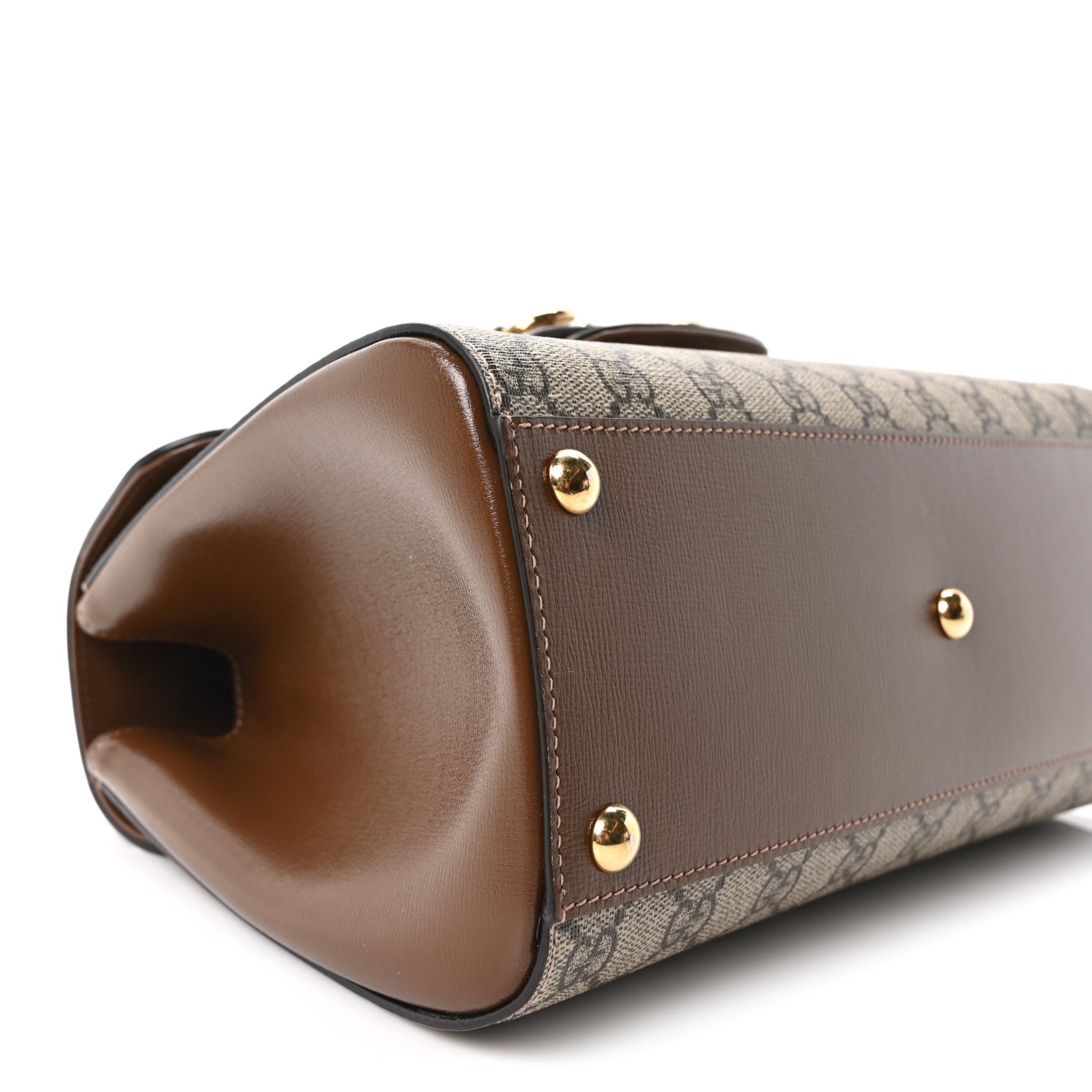 Gucci GG Supreme Monogram Calfskin Medium Horsebit 1955 Top Handle Bag Beige Ebony Brown Sugar 9 of 10