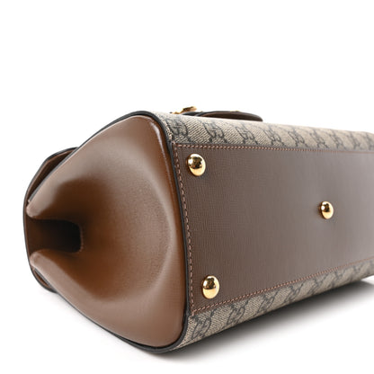 Gucci GG Supreme Monogram Calfskin Medium Horsebit 1955 Top Handle Bag Beige Ebony Brown Sugar 9 of 10