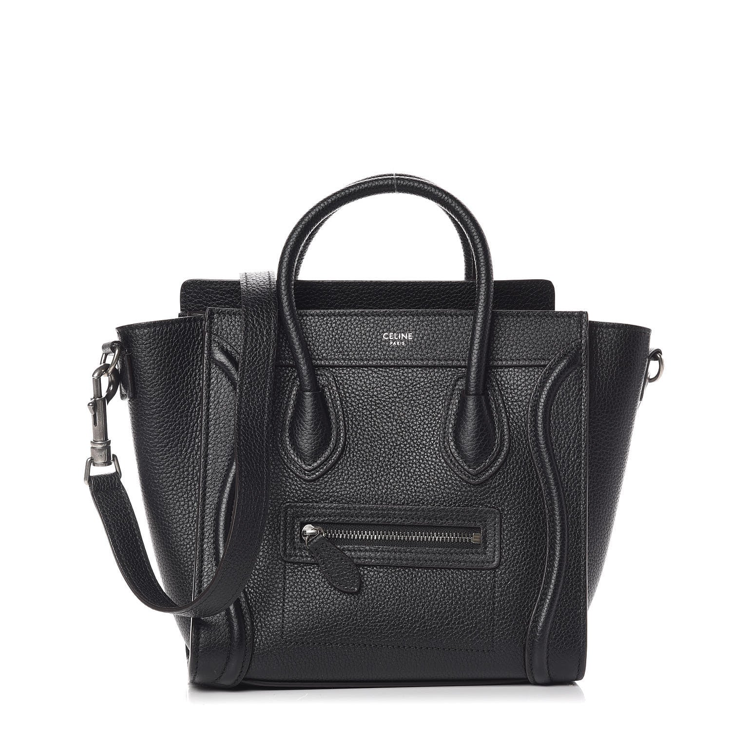 Celine Drummed Calfskin Nano Luggage Black 1 of 9