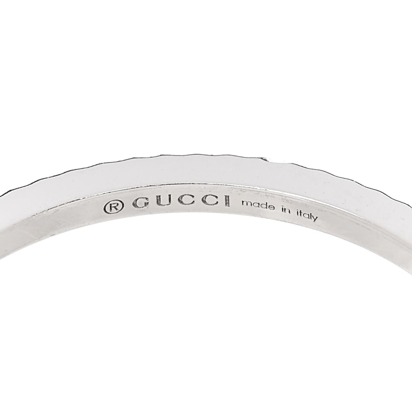 18K White Gold Running G Charm Ring 53 6.5