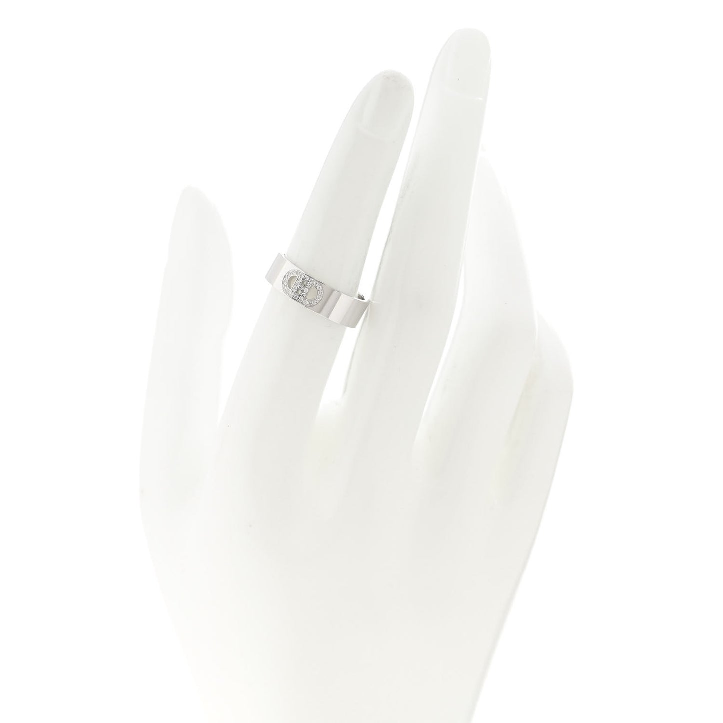 18K White Gold Diamond PM H D'Ancre Ring 53 6.25