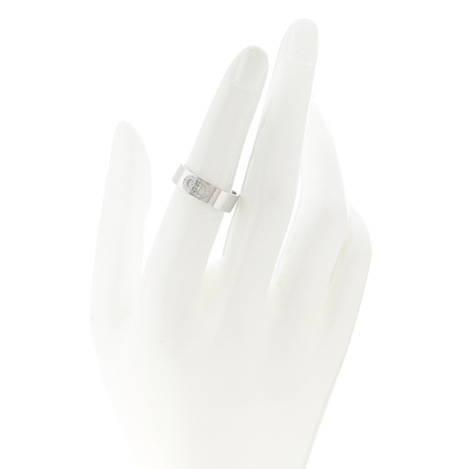 Hermes 18K White Gold Diamond PM H D'Ancre Ring 53 6.25 2 of 5