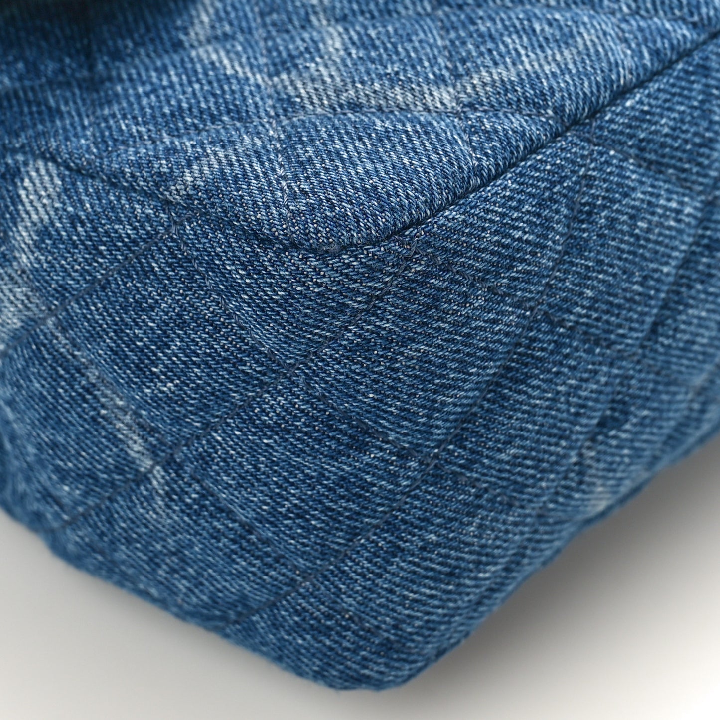 Denim CC Quilted Mini Square Flap Blue