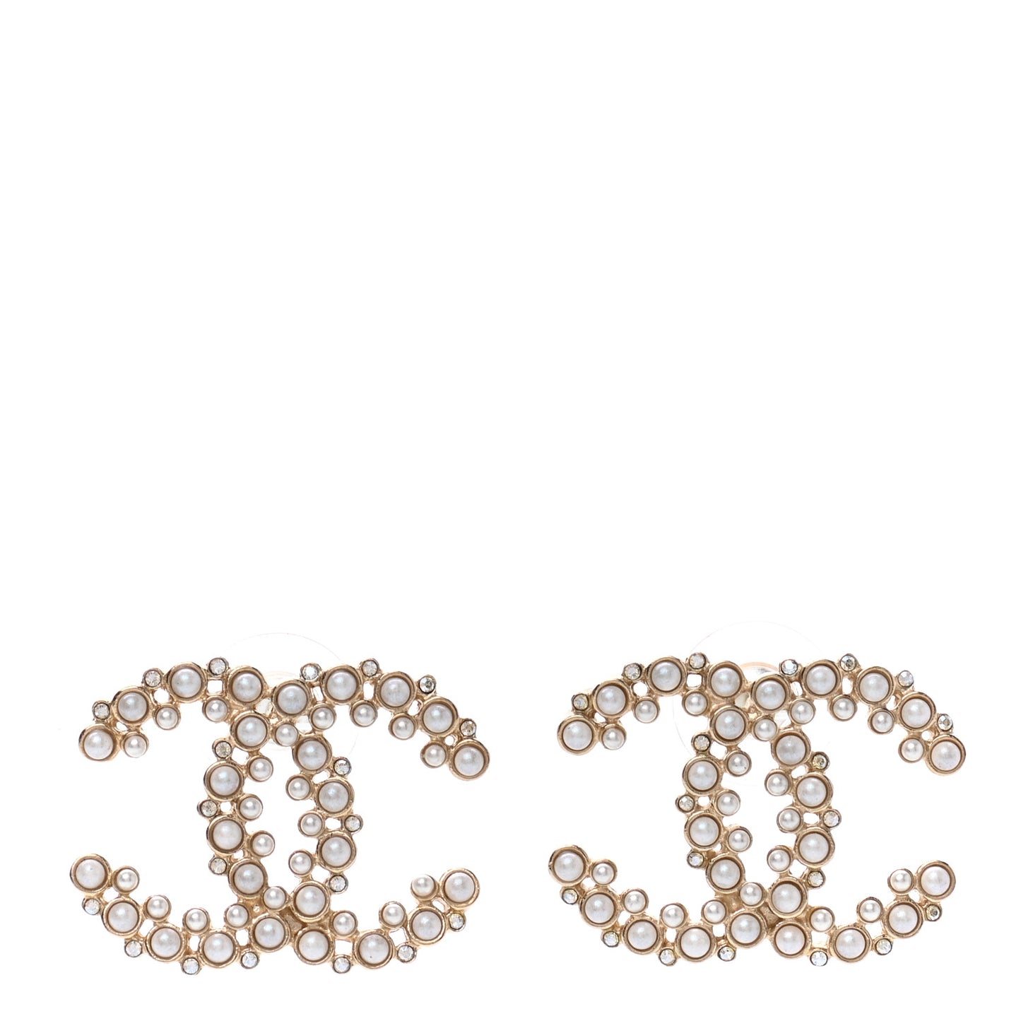 Pearl Crystal Snow Splash CC Earrings Gold