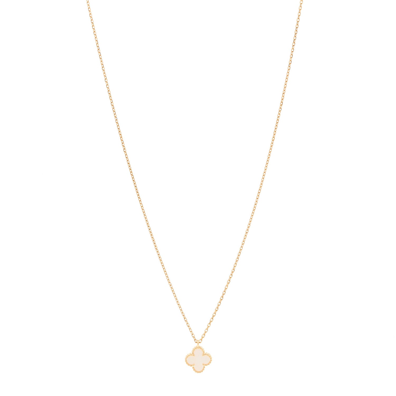 Van Cleef & Arpels 18K Yellow Gold Mother of Pearl Sweet Alhambra Pendant Necklace 1 of 5