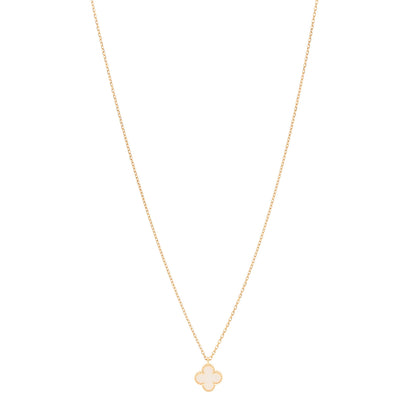Van Cleef & Arpels 18K Yellow Gold Mother of Pearl Sweet Alhambra Pendant Necklace 1 of 5