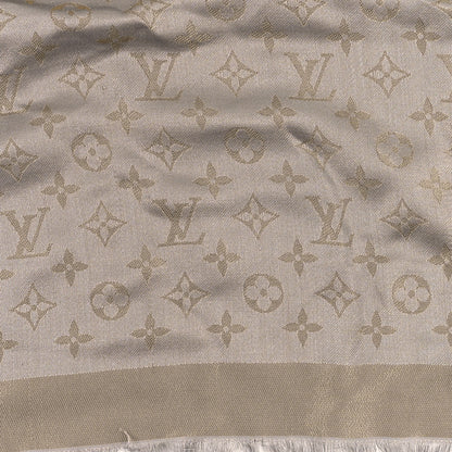Louis Vuitton Silk Lurex Wool Monogram Shine Shawl Greige 4 of 4