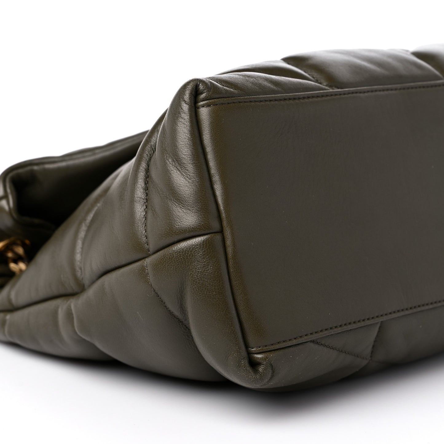 Lambskin Quilted Medium Loulou Puffer Monogram Chain Satchel Seaweed